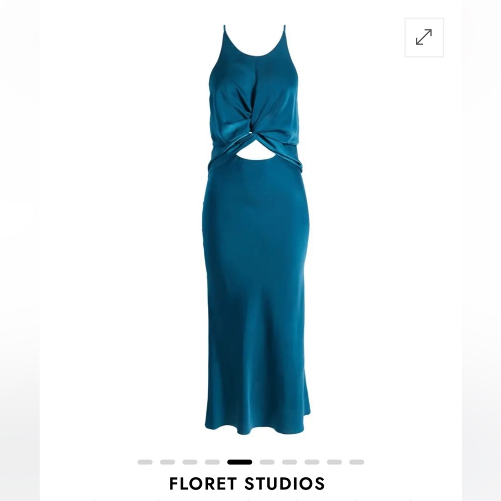 Floret Studios High Neck Twisted Bodice Sleeveless Dress in Teal